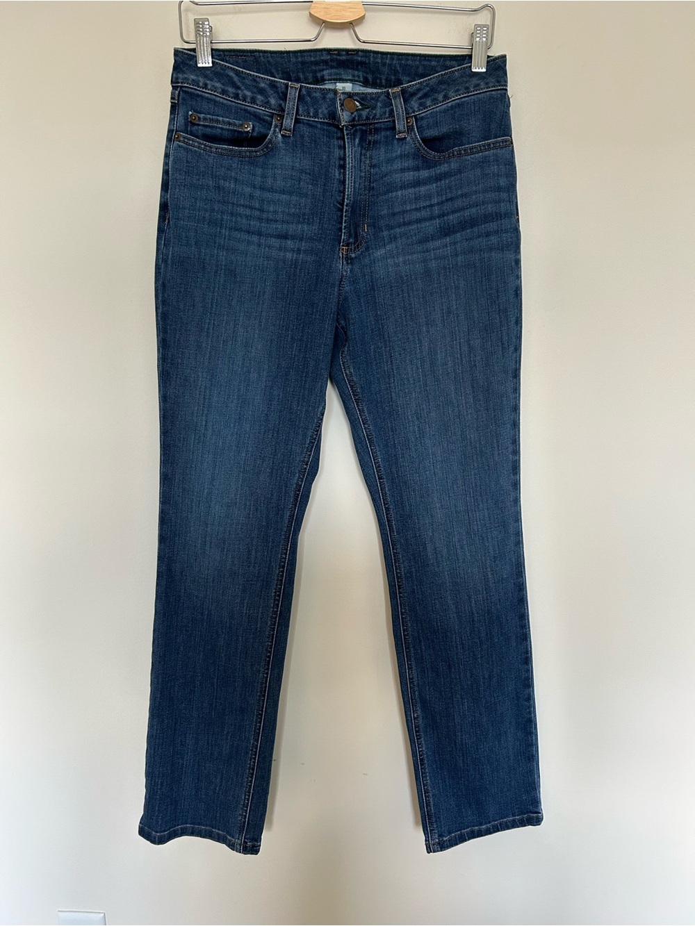 L. L. Bean BeanFlex Straight Leg Denim Jeans Size 10 Favorite Fit Dark Wash